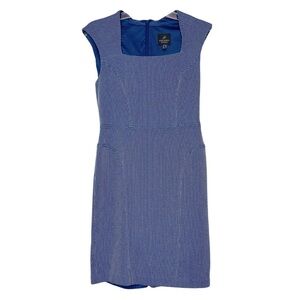 Adrianna Papell Blue White‎ Textured Structured Sheath Dress womens 8
